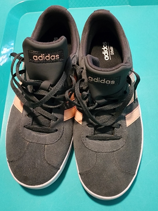 adidas Shoes - Adidas Women's VL Court 2.0  Sneakers Grey with Pink Stripes